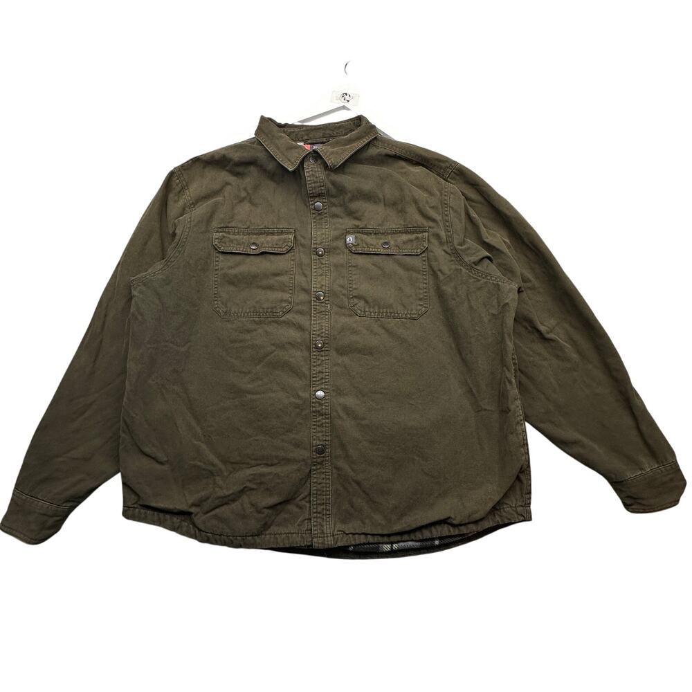American Outdoorsman Plaid Fleece Lined Canvas Button Long Sleeve Shirt Mens XXL